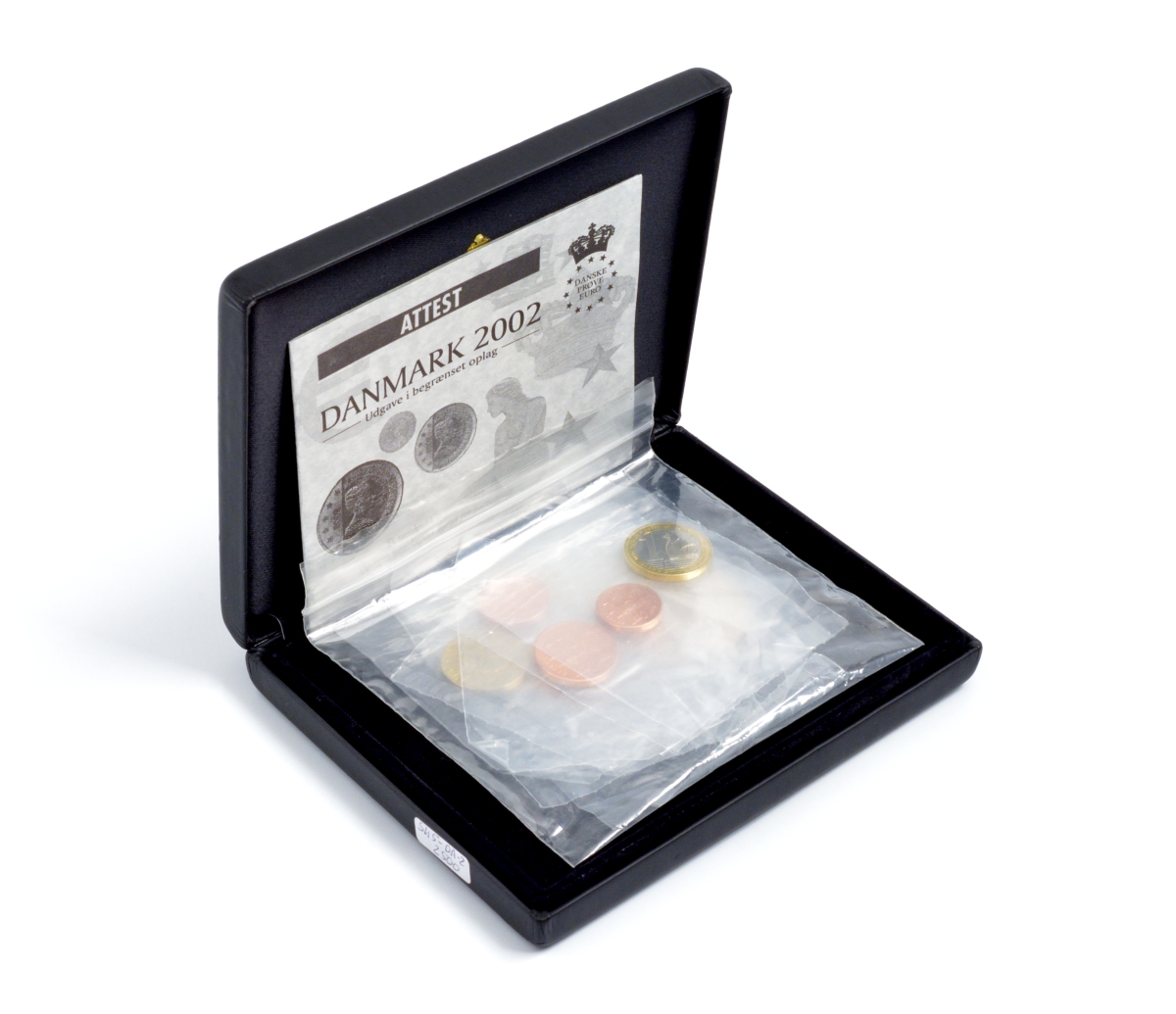 Дания евронабор из 9 монет 2002 proba, пробники, в оригинальной коробке, с сертификатом, включая 5 евро, запайка PROOF 1-4-6-08