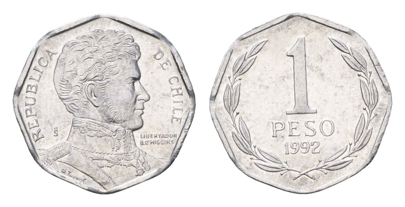 Чили 1 песо 1992 KM 231 алюминий UNC 4685-637