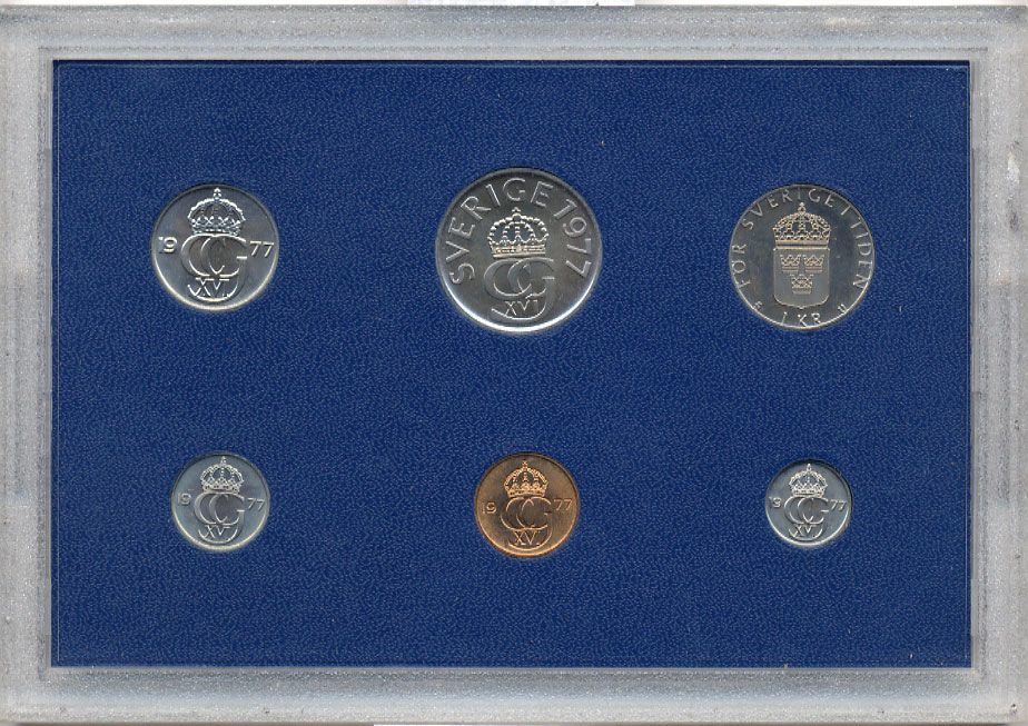 Швеция набор из 6 монет 1977 Карл XVI Густав (1973- ) официальный набор монетного двора UNC 2-4-1-29