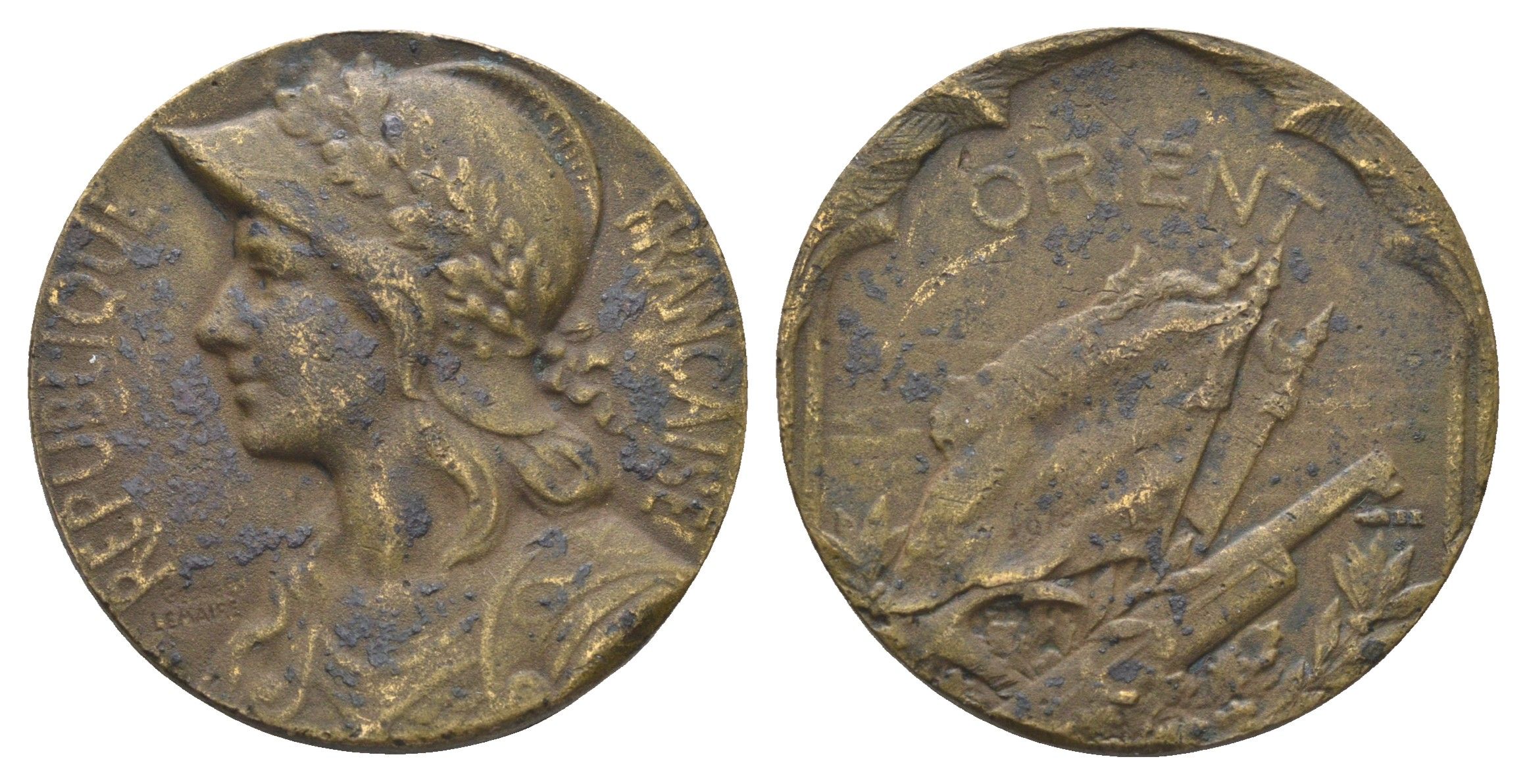 Франция КОПИЯ - медаль "Orient", за военные операции 1915-1918 годов на Ближнем Востоке и Балканах 1926 латунь 4661-1043