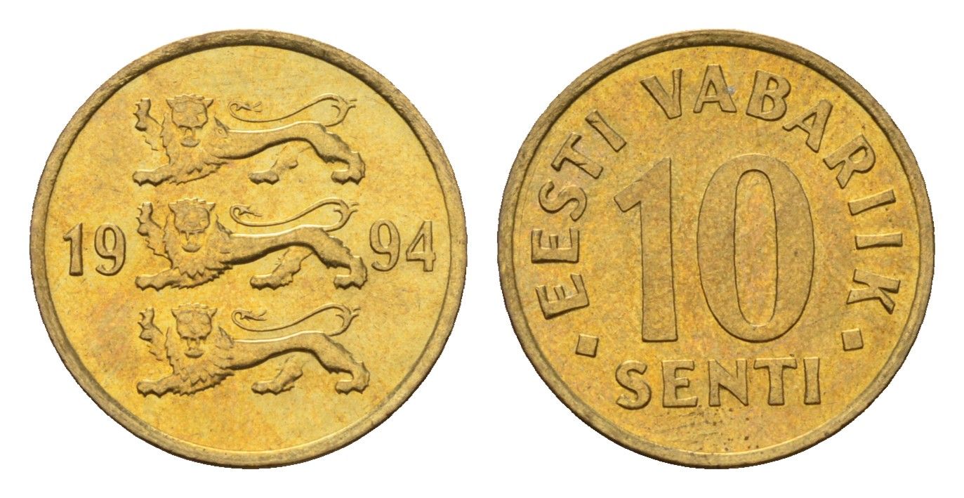 Эстония 10 сентов 1994 KM 22 латунь UNC 192-446