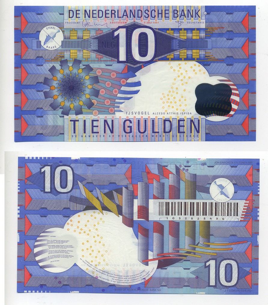 НИДЕРЛАНДЫ 10 ГУЛЬДЕНОВ 1997 Pick 99 бумага UNC (ПРЕСС) 6266-19-2