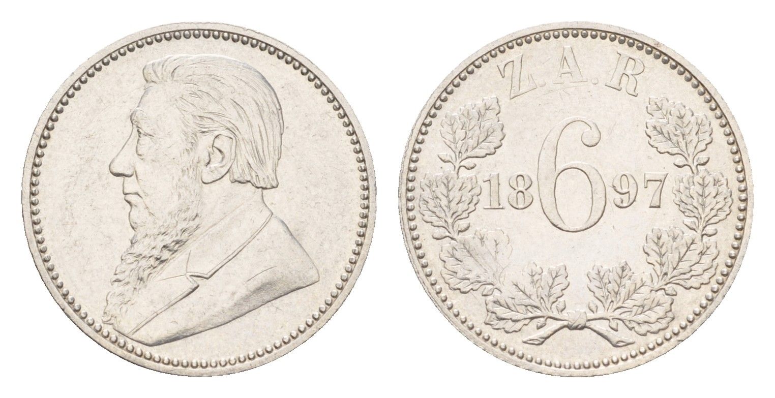 ЮАР 6 пенсов 1897 KM 4 серебро 4044-1524