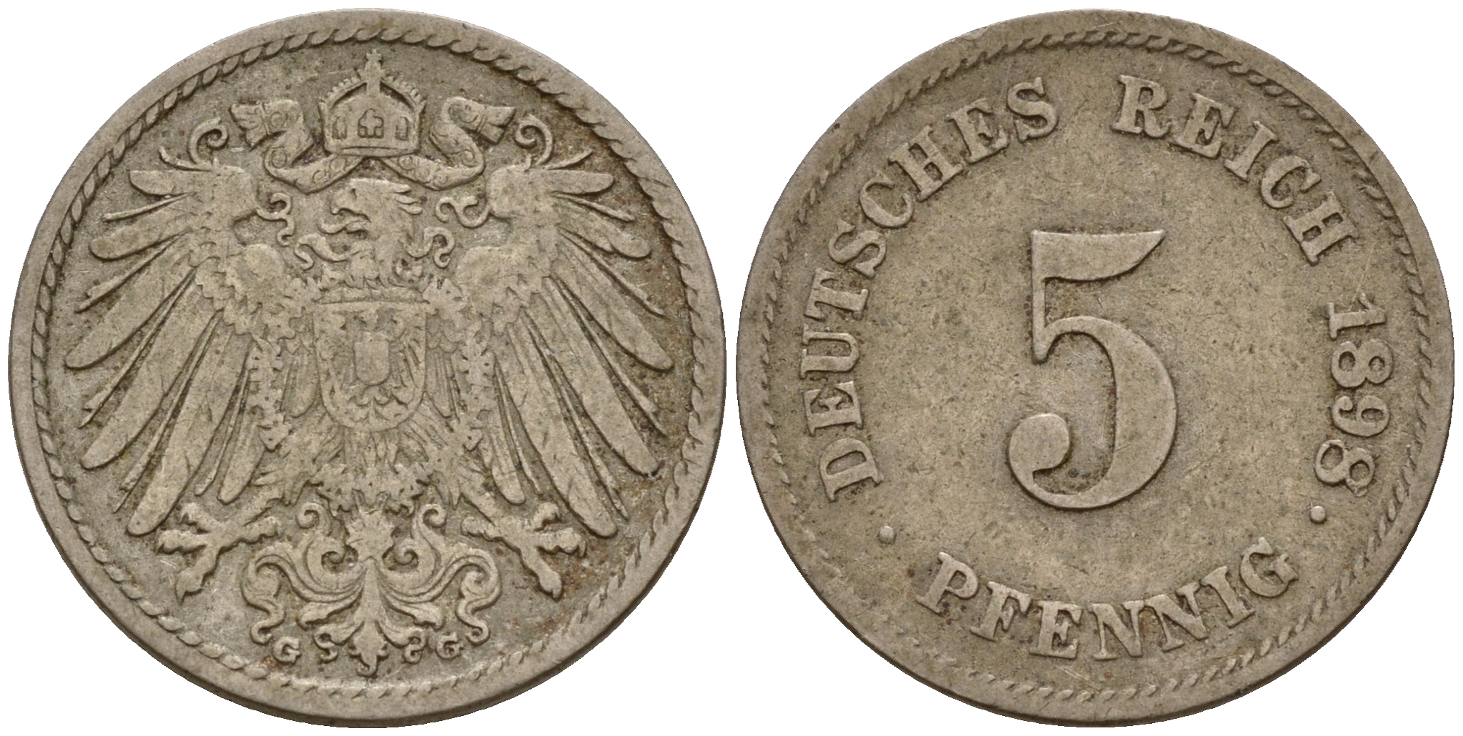 Германия 5 пфеннигов 1898 G J.12, KM 11 медно-никель    4598-1123