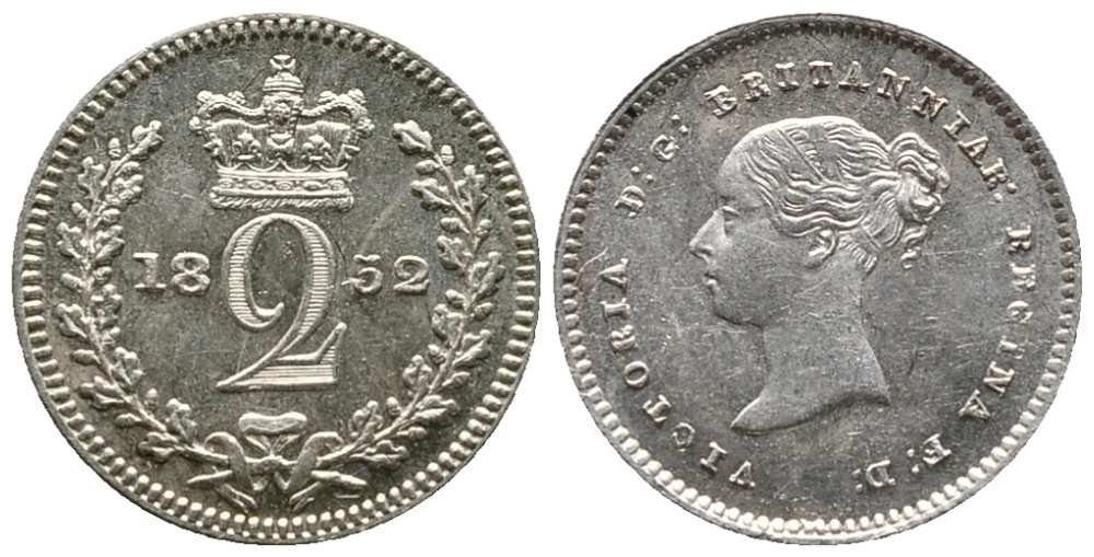 Великобритания 2 пенса 1852 Виктория (1837-1901) Spink 3919, KM 729 серебро PROOFLIKE 1518-641
