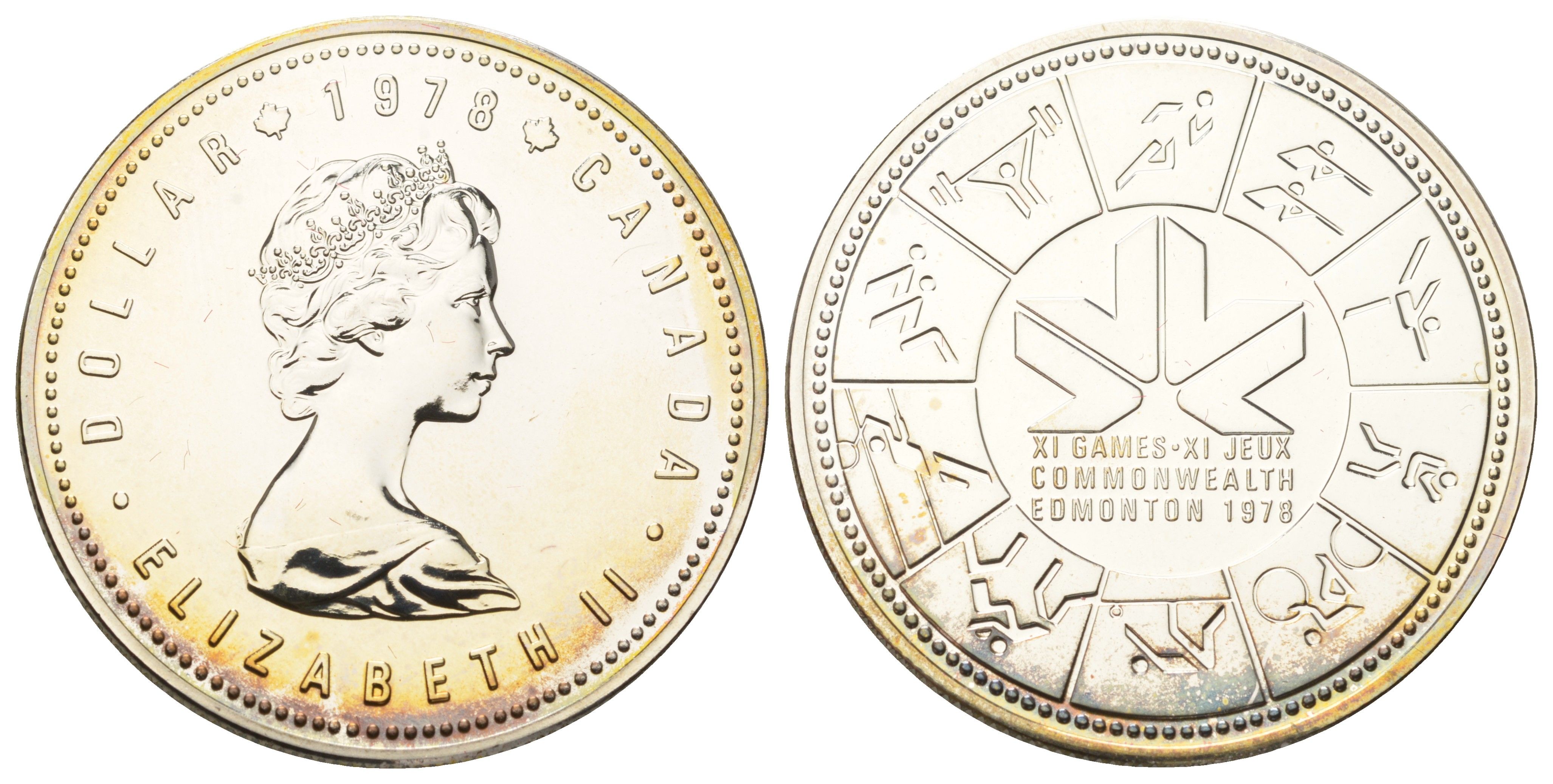 Канада 1 доллар 1978 XI игры содружества в Эдмонтоне, в оригинальном упаковке KM 121 серебро BU 1-4-2-16