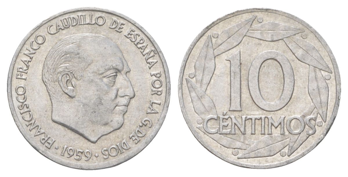 Испания 10 сентимо 1959 Франсиско Франко (1939-1975) KM 790 алюминий 4627-919