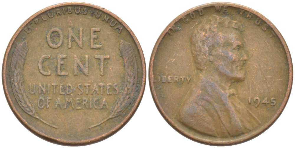 США 1 ЦЕНТ 1945 ЛИНКОЛЬН KM А132 медь цинк 218-932