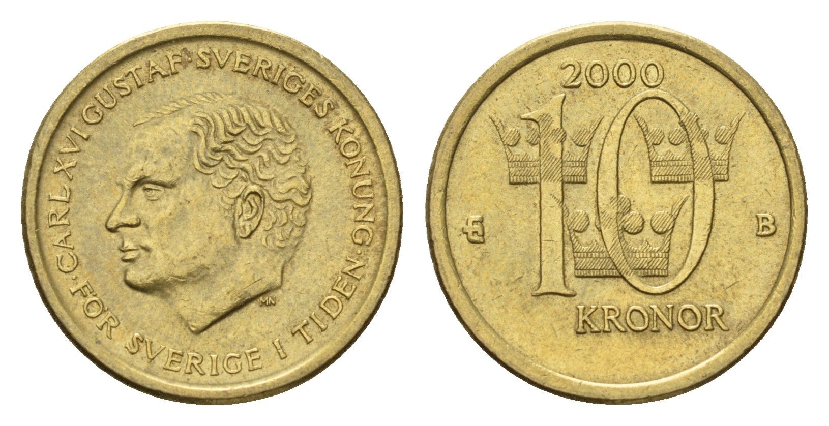 Швеция 10 крон 2000 Карл XVI Густав (1973-) KM 877 нордик 4642-536