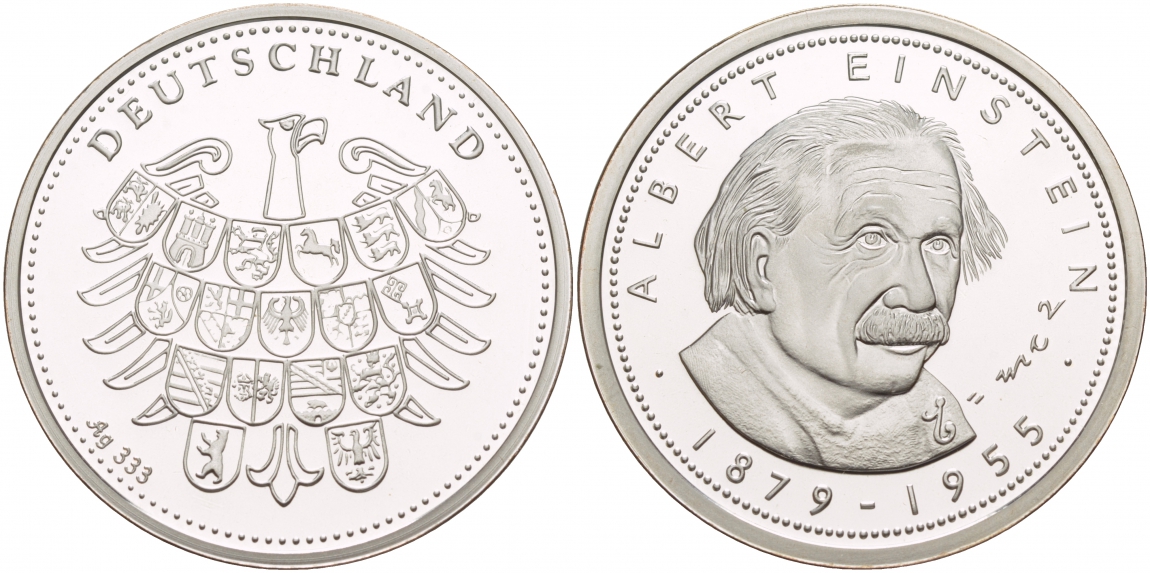 ФРГ МЕДАЛЬ ND АЛЬБЕРТ ЭЙНШТЕЙН серебро PROOF 1087-7-41