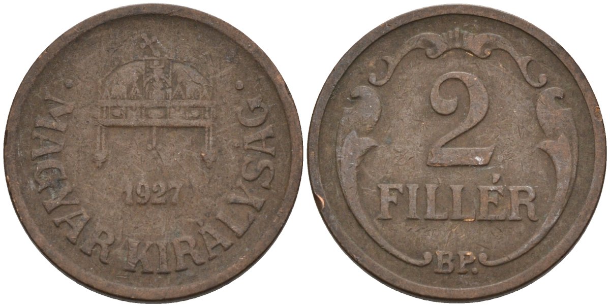 Венгрия 2 филлера 1927 BP KM 506 бронза 4115-1063