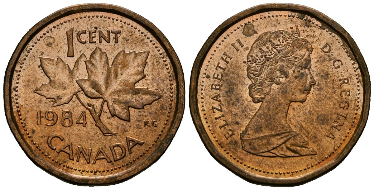 Канада 1 цент 1984 Елизавета II (1953-), кленовый лист KM 132 бронза 4173-1164