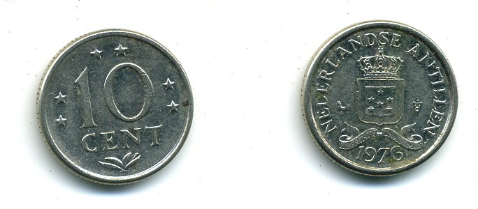 Нидерландские Антилы 10 центов 1976 Юлиана (1948-1980) KM 10 никель 46-1129