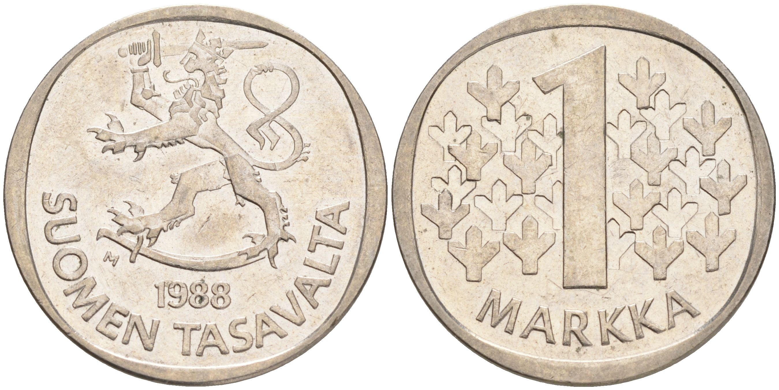 ФИНЛЯНДИЯ 1 МАРКА 1988 M KM 49а медно-никель 4556-756