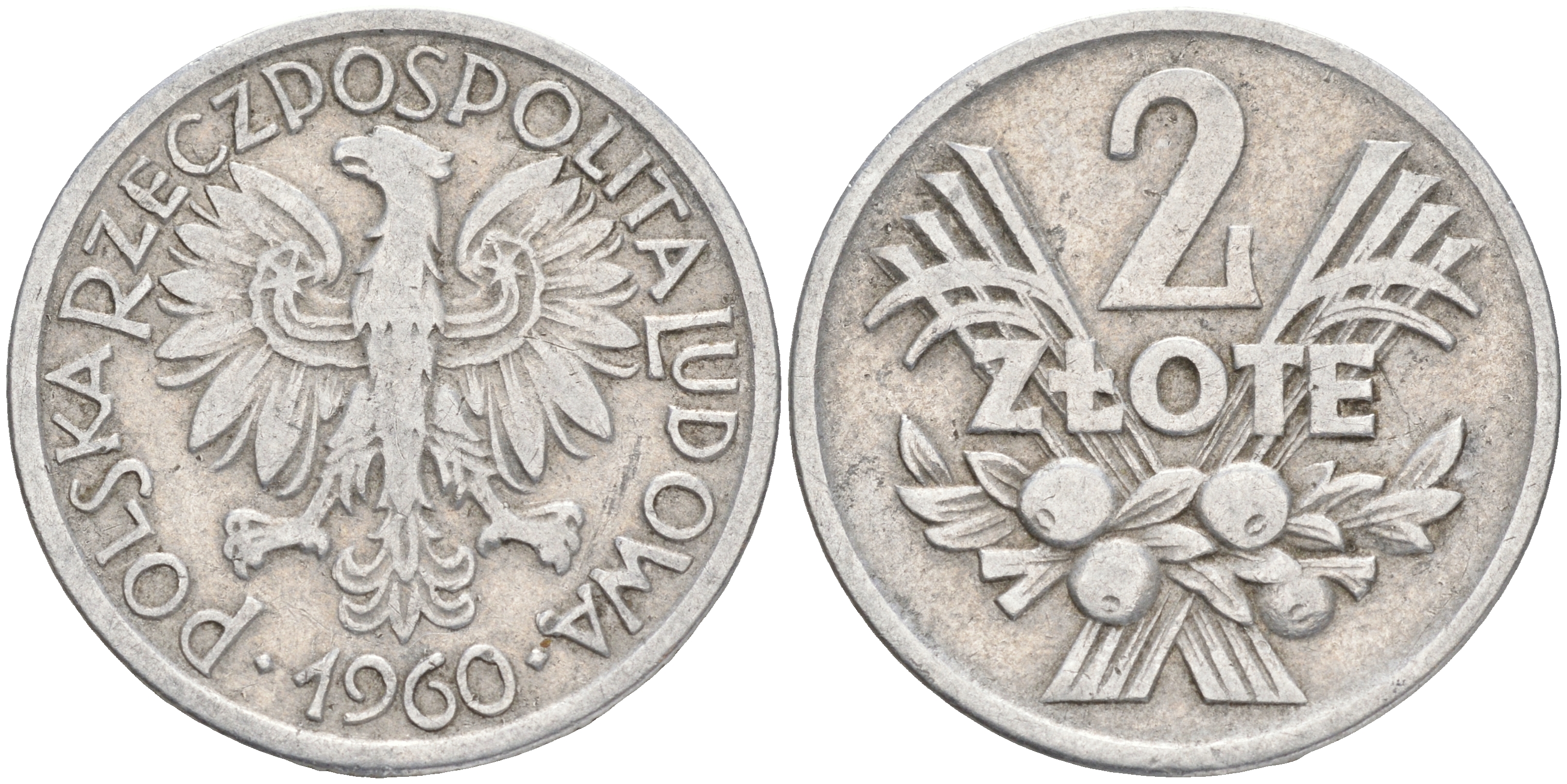 Польша 2 злотых 1960 MW KM 46, Parchimowicz 216c алюминий 4557-1035