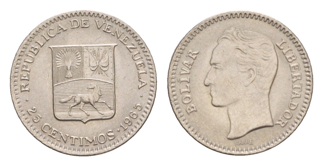 Венесуэла 25 сентимо 1965 Y 40 никель латунь UNC 4651-925