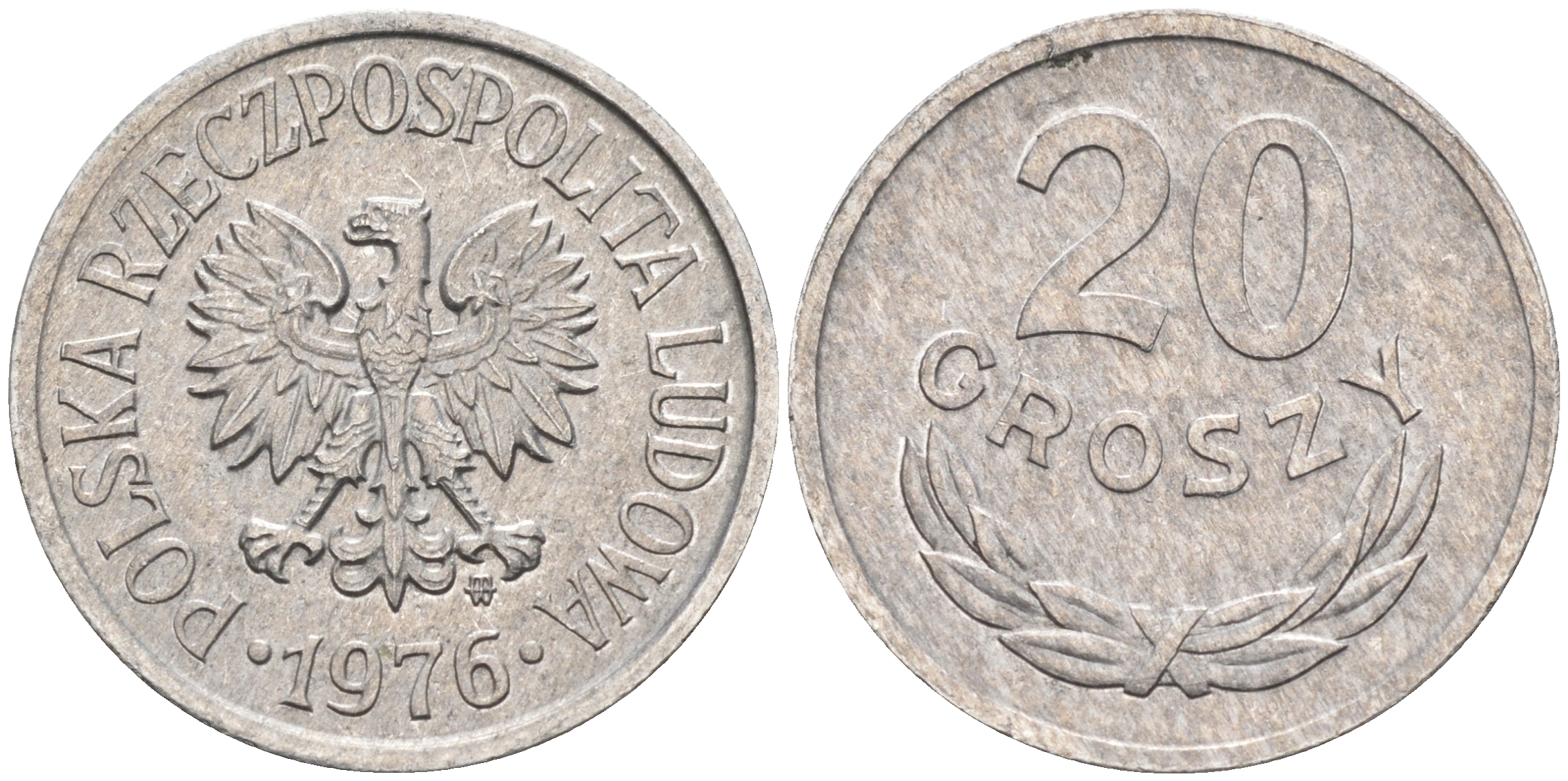 Польша 20 грошей 1976 MW KM А47 алюминий    4174-716