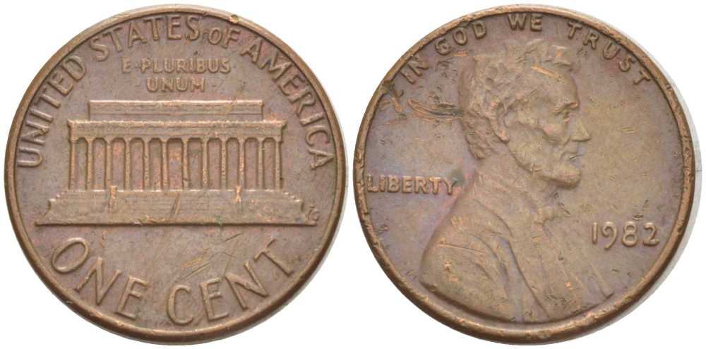 США 1 ЦЕНТ 1982 ЛИНКОЛЬН KM 201 медь цинк 211-1136