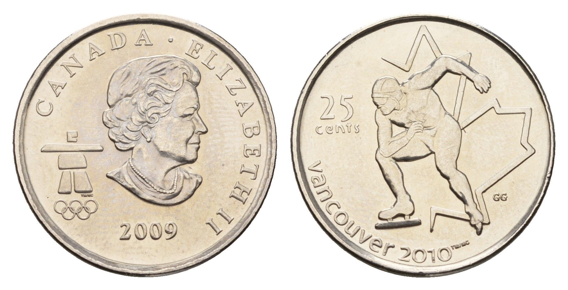 Канада 25 центов 2009 XXI зимние Олимпийские Игры, Ванкувер 2010 - Конькобежный спорт KM 842 сталь плакированная никелем UNC 110-333