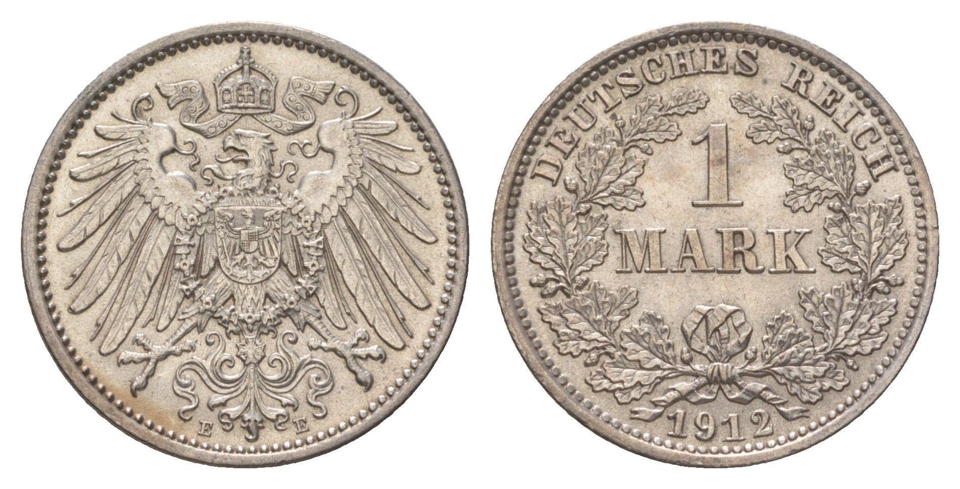 Германия 1 марка 1912 E, Вильгельм II (1888-1918) KM 14, J. 17 серебро aUNC 3896-1021
