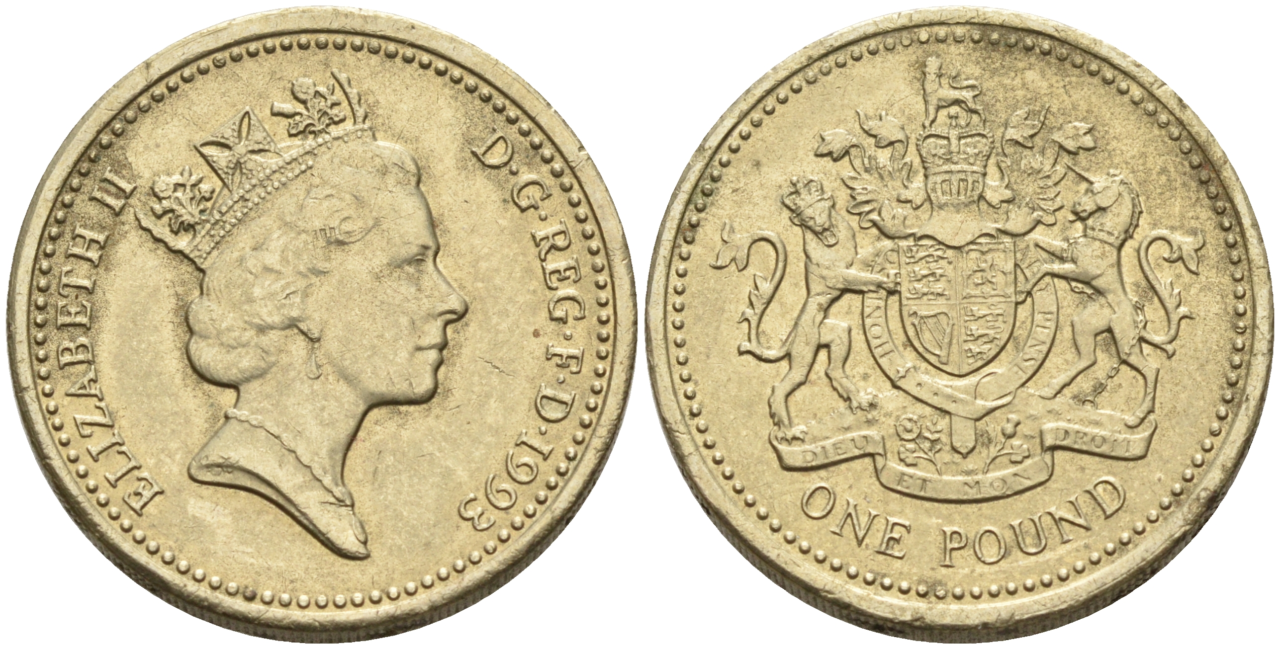 Великобритания 1 фунт 1993 Елизавета II (1952-2022) KM 964, Spink 4336 никель латунь 4563-1116