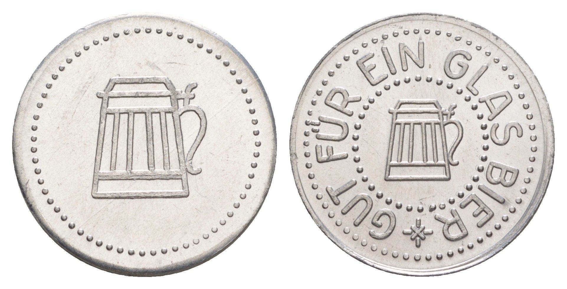 Германия жетон в 1 "стакан пива" ND диаметр 24 мм, вес 1,1 гр алюминий UNC 4638-836