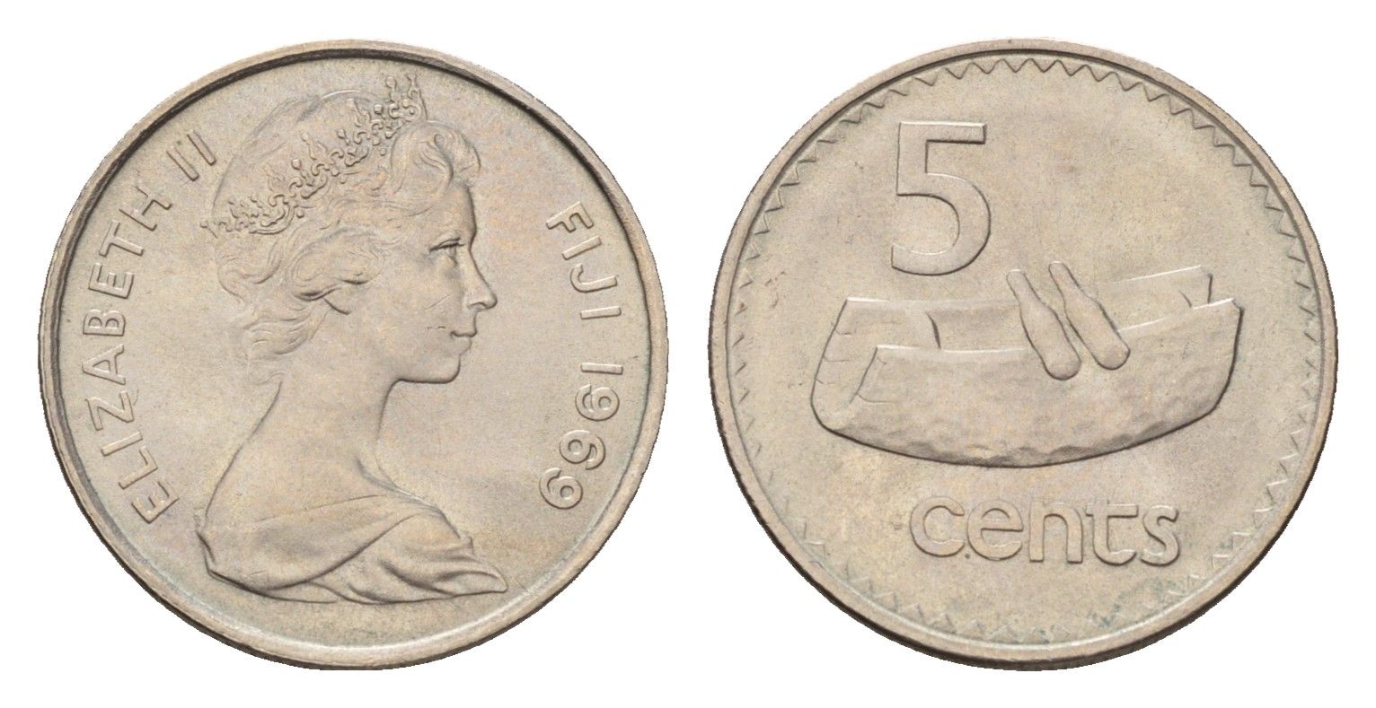 Фиджи 5 центов 1969 KM 29 медно-никель UNC 4649-855