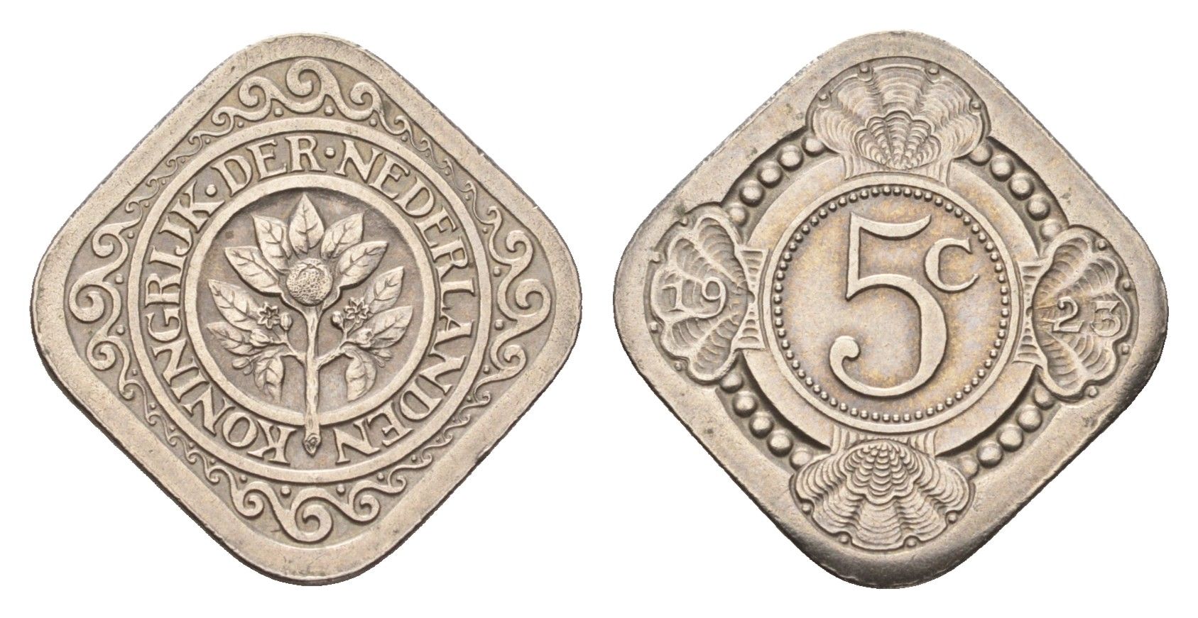 Нидерланды 5 центов 1923 Вильгельмина (1890-1948) KM 153 медно-никель 4675-856