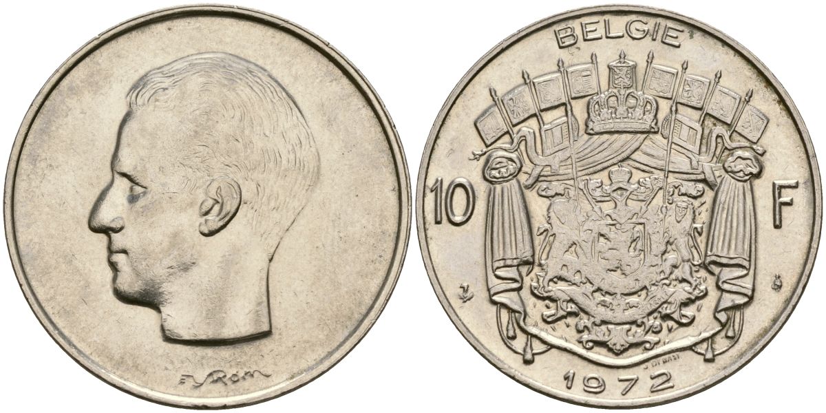 Бельгия 10 франков 1972 Belgie, Бодуэн I (1951-1993) KM 156.1 никельь 4135-1033