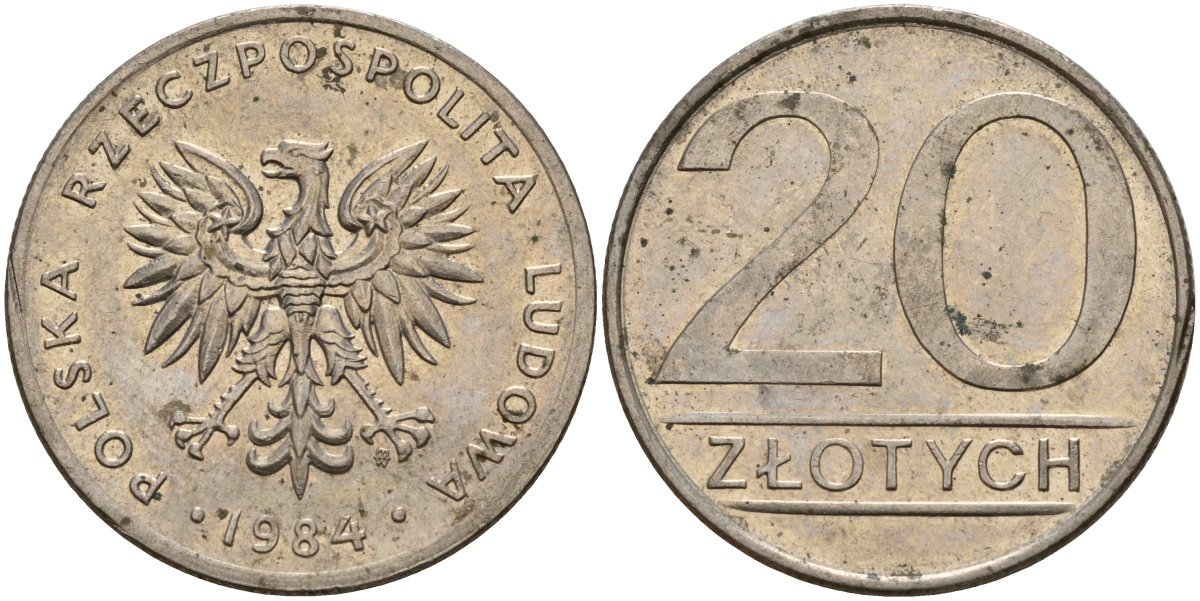 Польша 20 злотых 1984 MW Y 153.1 медно-никель 4187-624