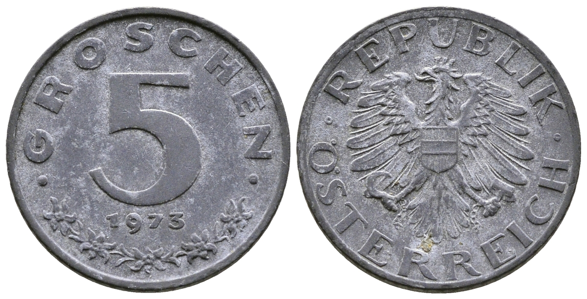 АВСТРИЯ 5 ГРОШЕЙ 1973 KM 2875 цинк 57-1122