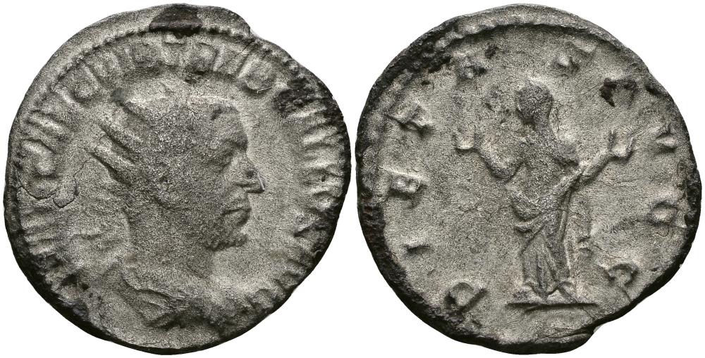 Римская Империя антониниан 251 - 253 Требониан Галл PIETAS AVGG Пиетата, персонификация Благочестия Рим Very fine RIC 41 серебро 1073-9-24