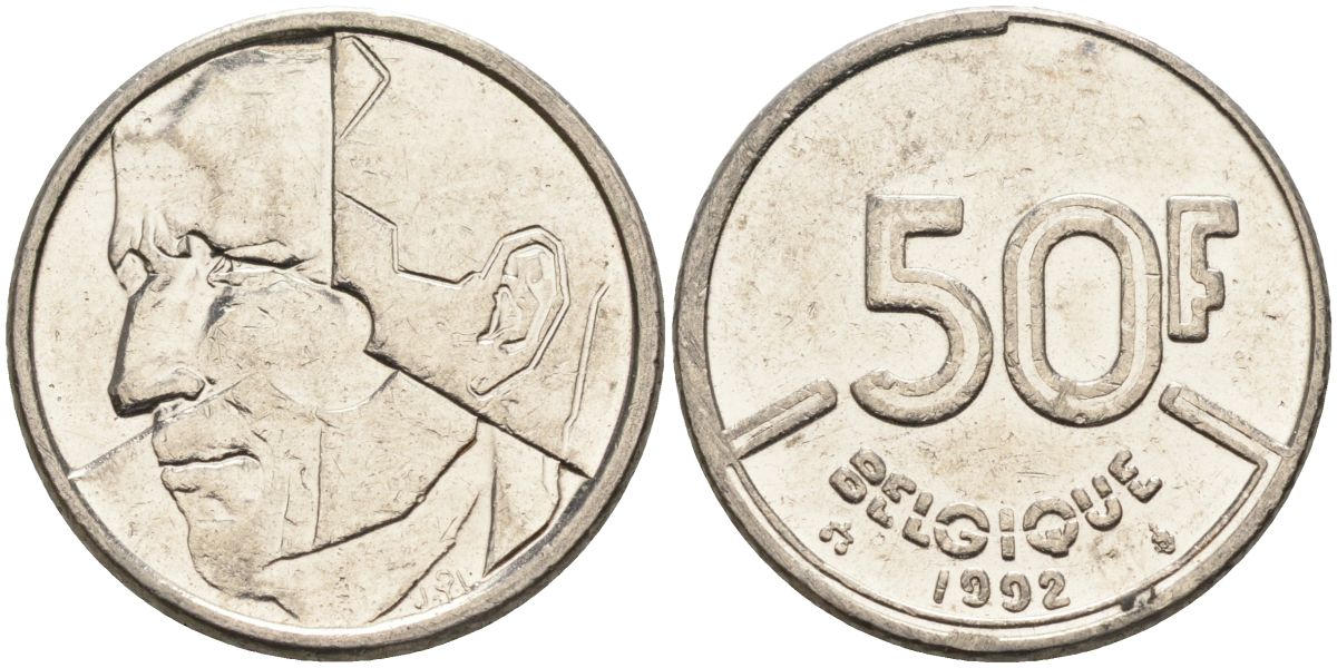 Бельгия 50 франков 1992 Belgique KM 168 никель 4126-255
