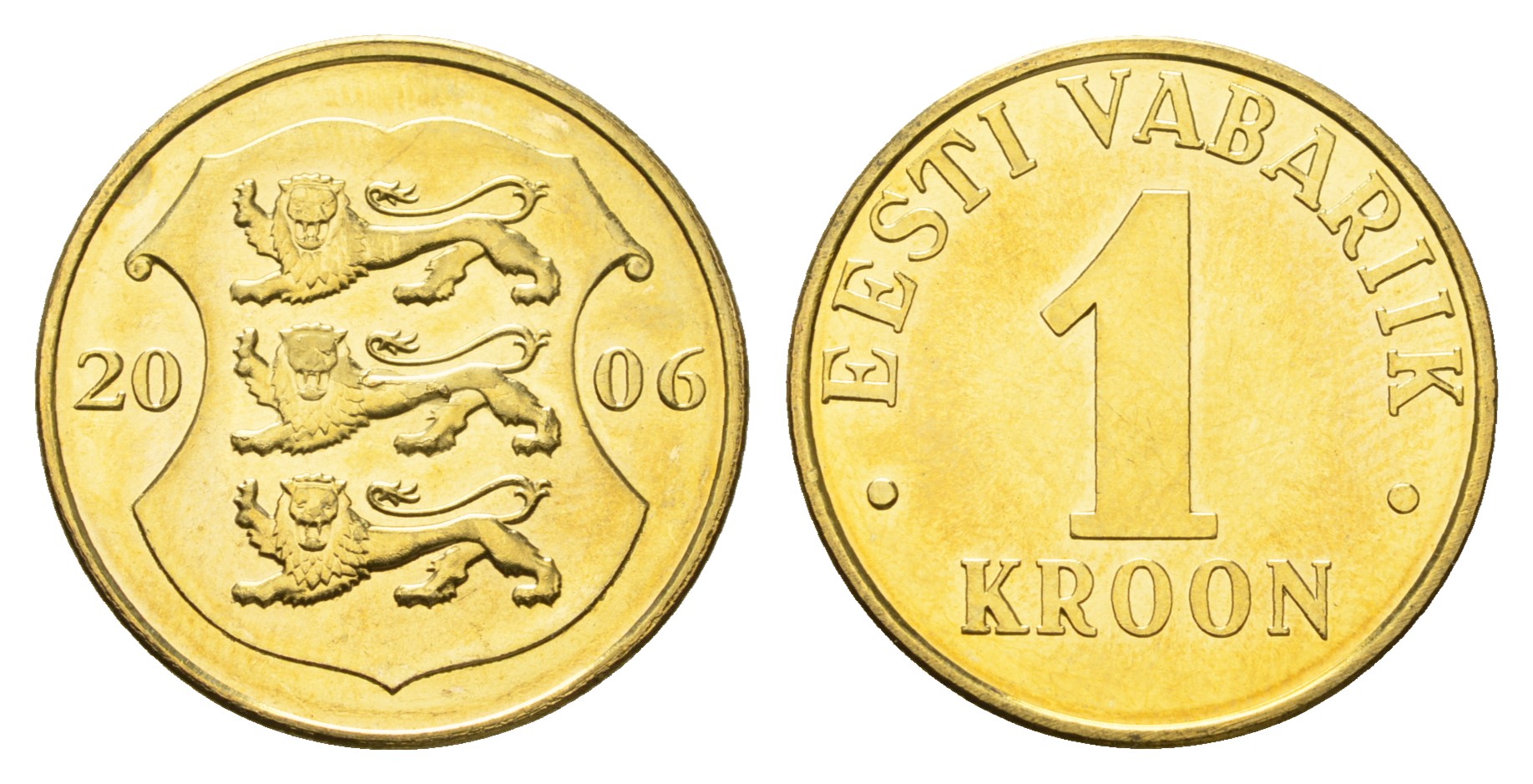 Эстония 1 крона 2006 KM 35 латунь UNC M82-15
