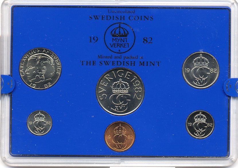 ШВЕЦИЯ НАБОР ИЗ 6 МОНЕТ 1982 04-062-86