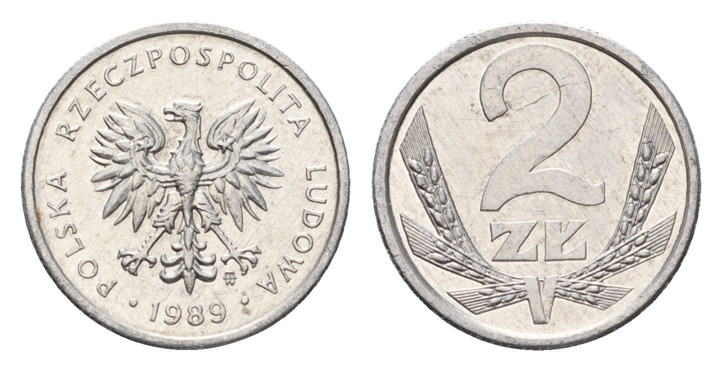 Польша 2 злотых 1989 Y 80.3 алюминий UNC 4674-643