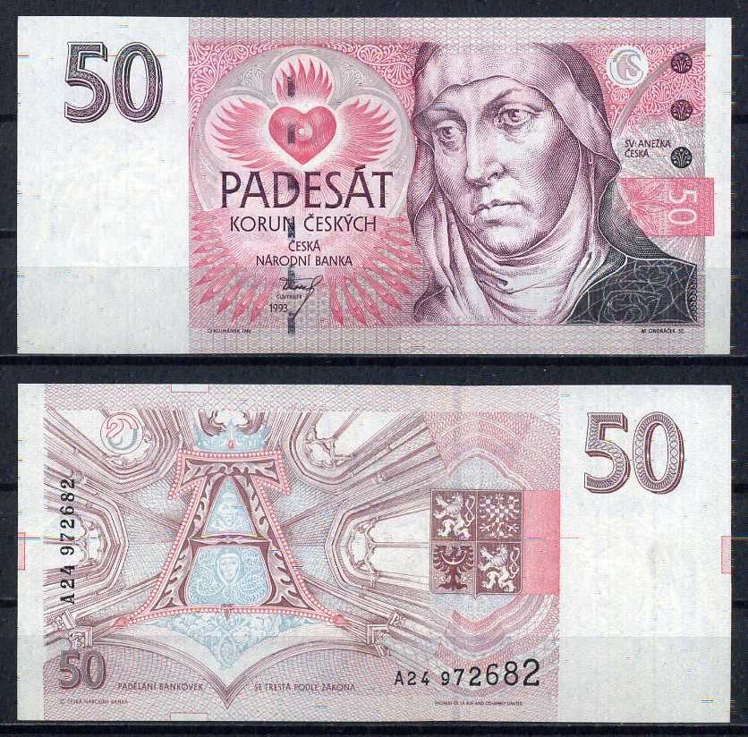Чехия 50 крон 1993 Pick 4 a бумага aUNC 2119-4-2-1