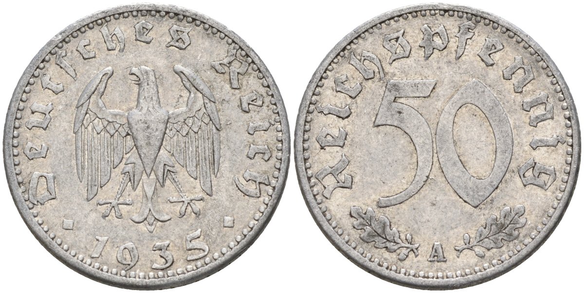 Германия 50 рейхспфеннигов 1935 A KM 87 алюминий 4151-1242