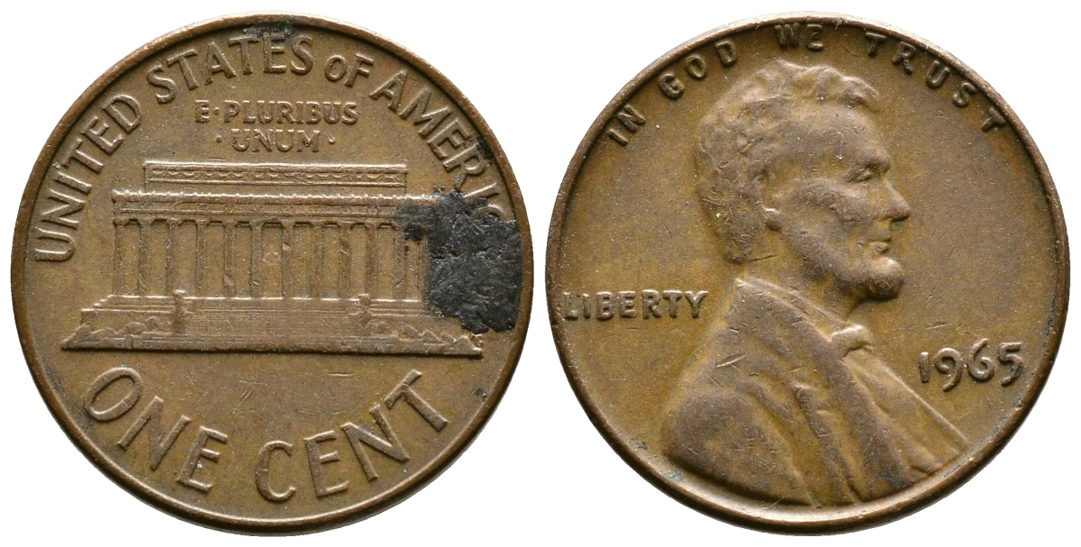 США 1 цент 1965 Авраам Линкольн KM 201 медь цинк 3458-131