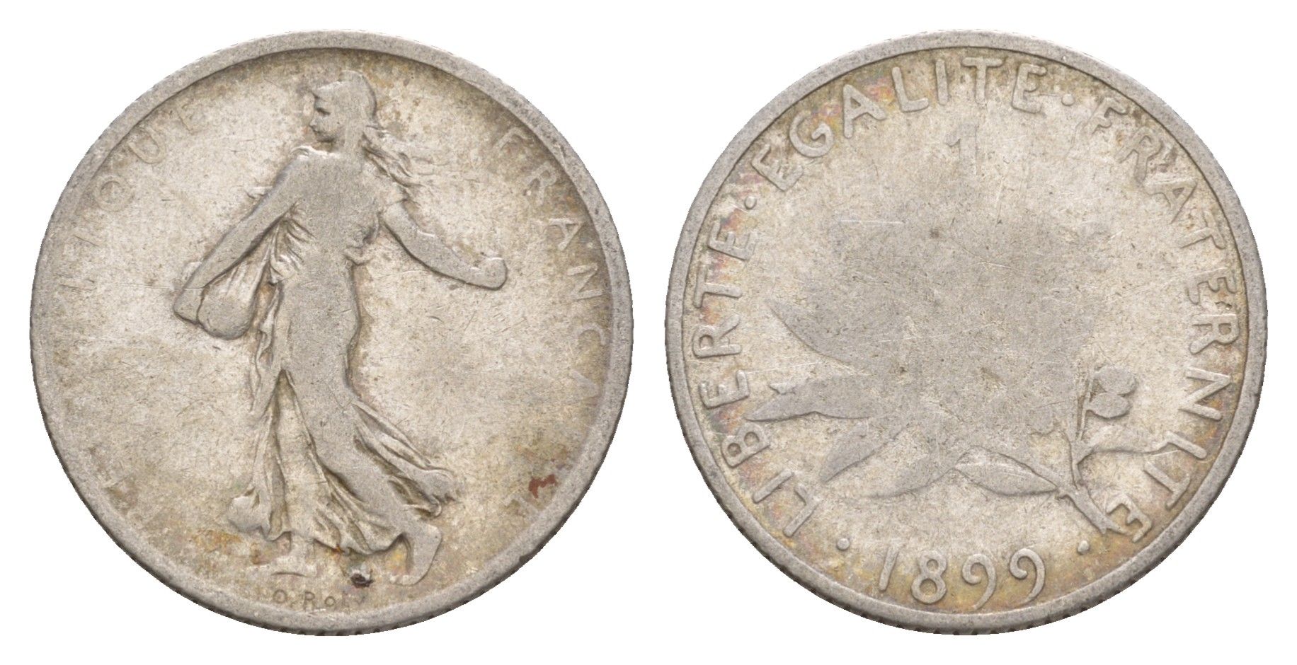 Франция 1 франк 1899 KM 844 серебро 00-00