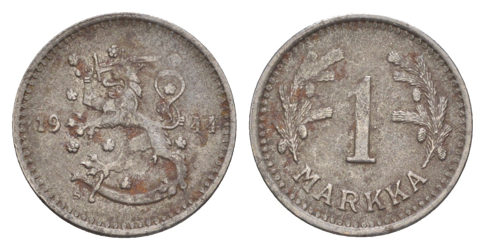 Финляндия 1 марка 1944 KM 30b железо 4647-421