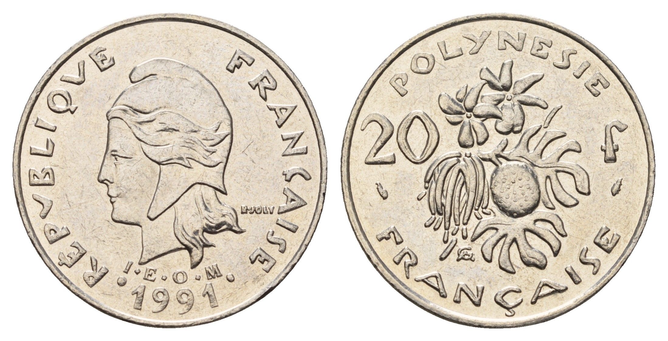 Французская Полинезия 20 франков 1991 KM 9 никель UNC 4118-714