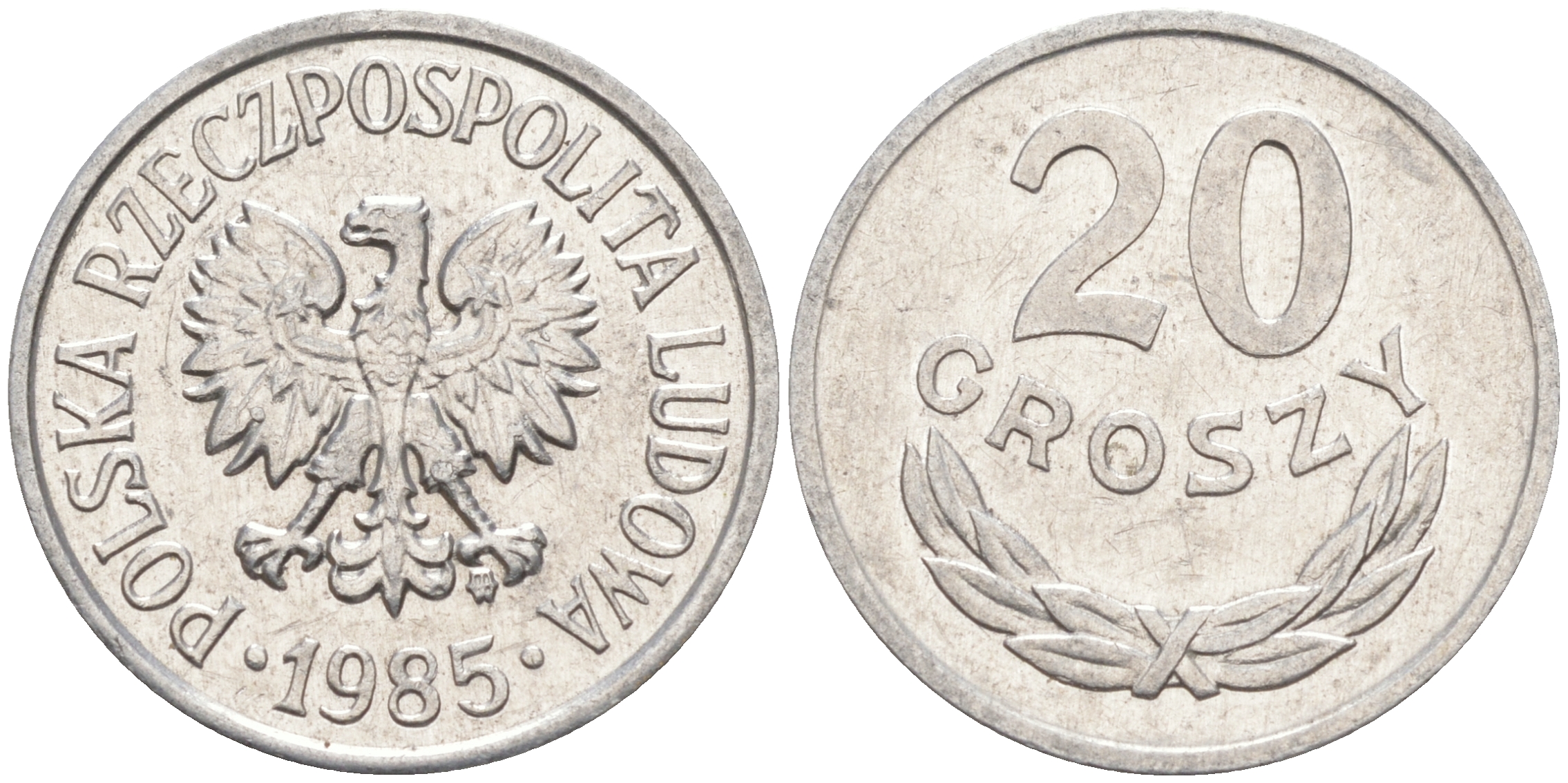 ПОЛЬША 20 ГРОШЕЙ 1985 MW KM А47 алюминий UNC 106-456