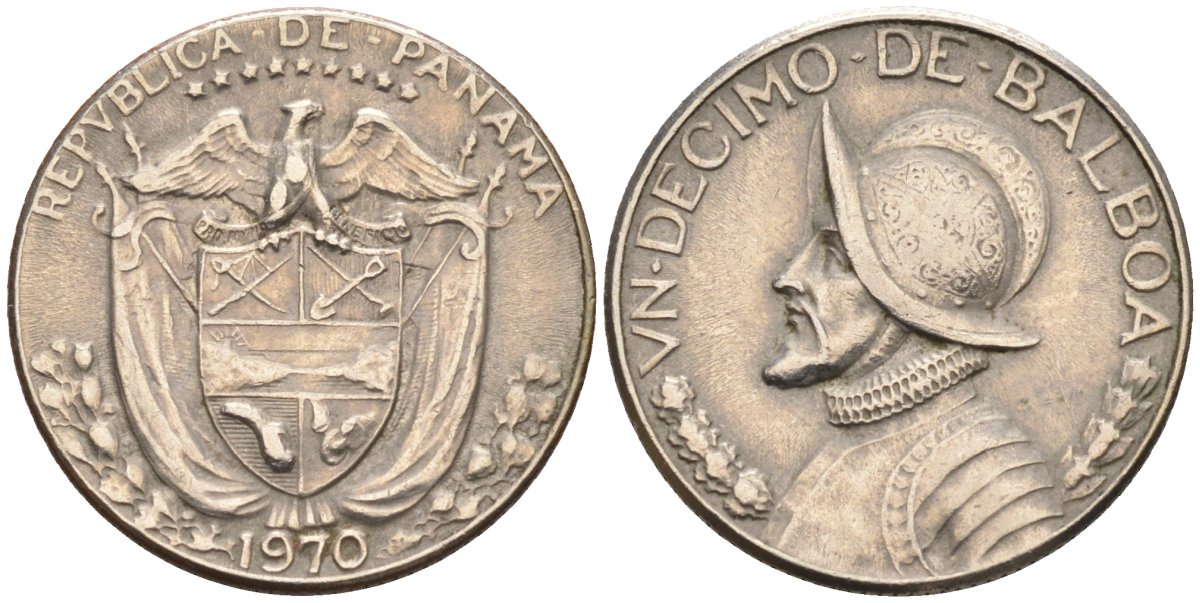 Панама 1/10 бальбоа 1970 KM 10 медь плакированная медно-никелем 4580-213