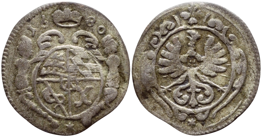 Вюртемберг-Эльс 1 крейцер 1680 KM 36  серебро    1530-343