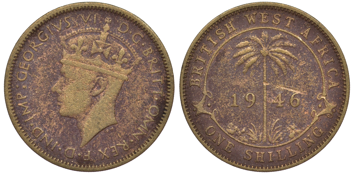 Британская Западная Африка 1 шиллинг 1946 Георг VI KM 23 никель латунь 25-1543