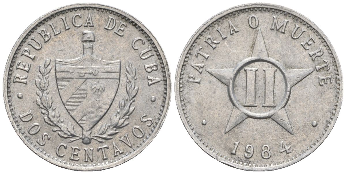 Куба 2 сентаво 1984 KM 104.2; JMA 31, Schoen A32 алюминий 4115-629