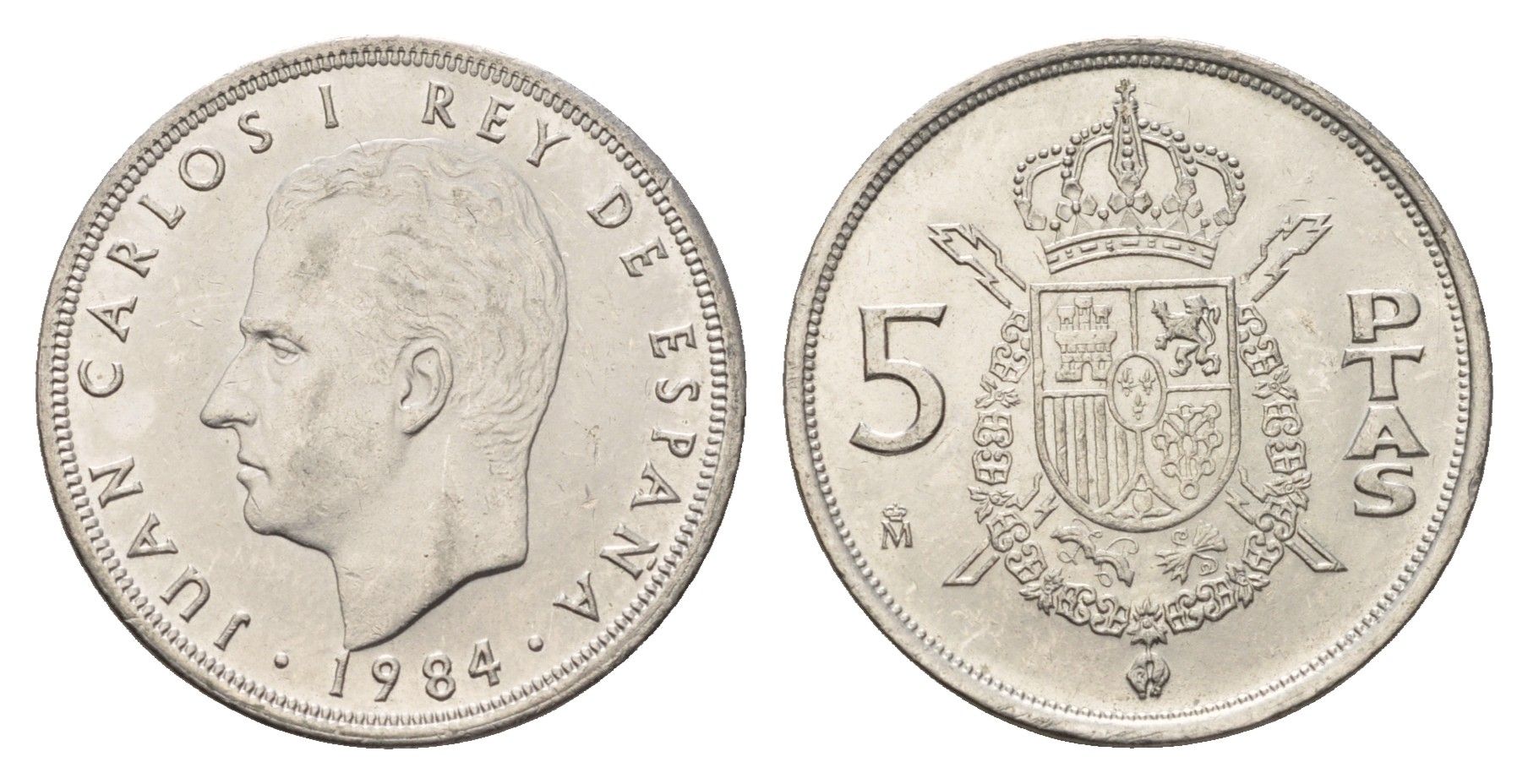 Испания 5 песет 1984 M, Хуан Карлос I (1975-2014) KM 823 медно-никель UNC 4633-432