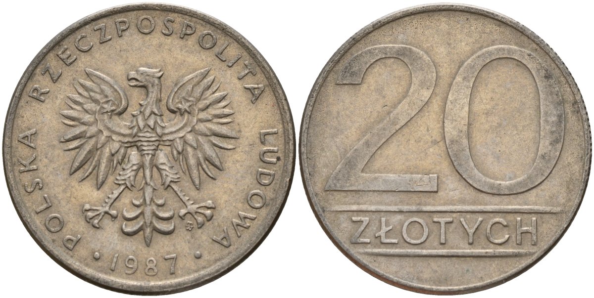 Польша 20 злотых 1987 MW Y 153.1 медно-никель 4187-724