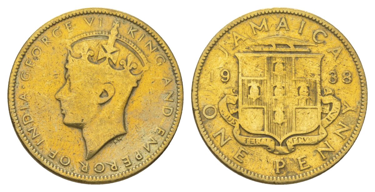 Ямайка 1 пенни 1938 KM 32 никель латунь 4628-424